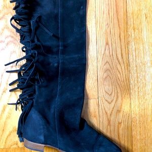 Zara knee high suede fringe boots